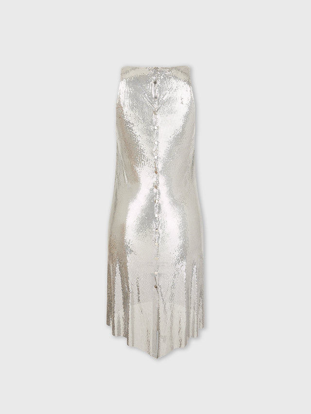 Metallized mesh dress silver