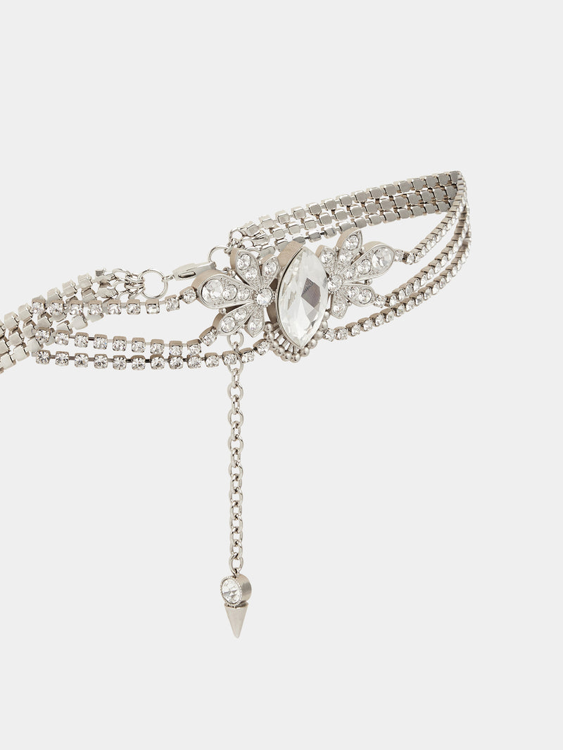 Crystal-embellished chain belt