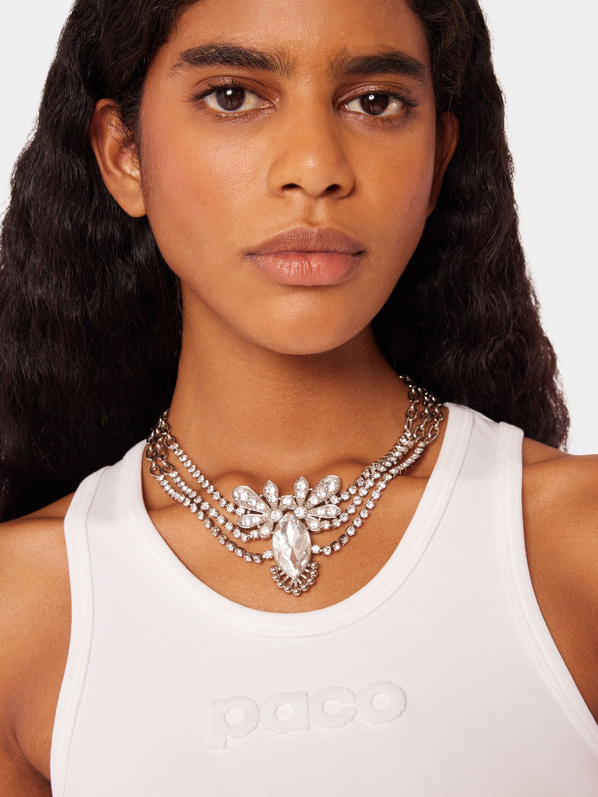 Floral crystal-embellished necklace
