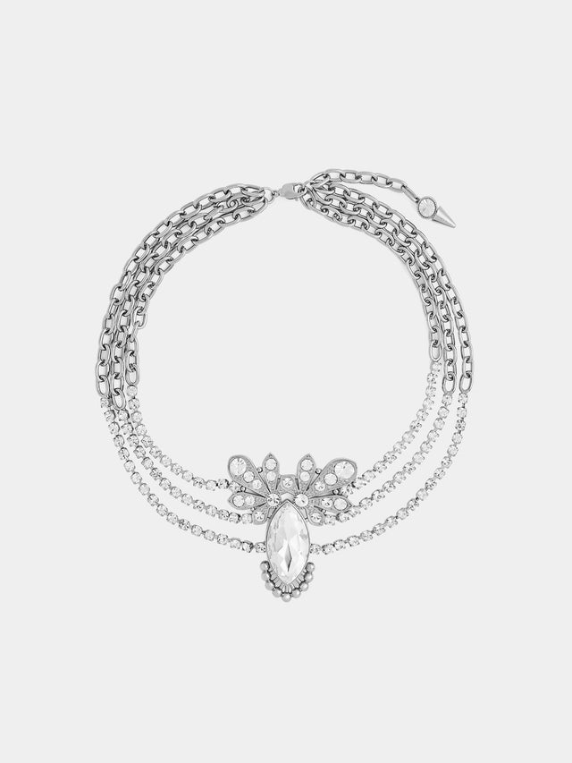 Floral crystal-embellished necklace