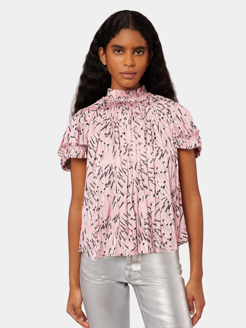 Pleated Pink Top with Patterns