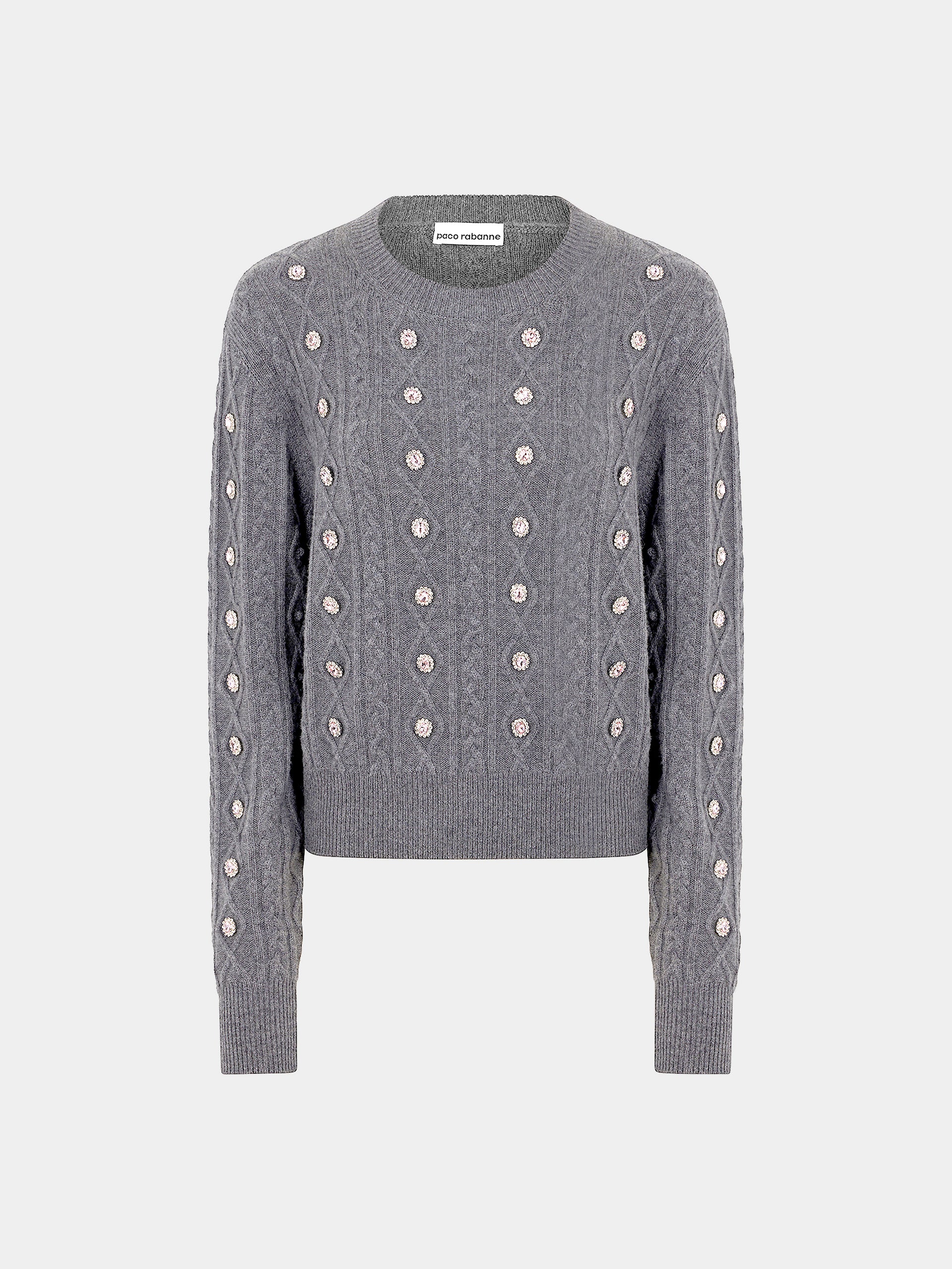 Wool and cashmere sweater adorned with crystals
