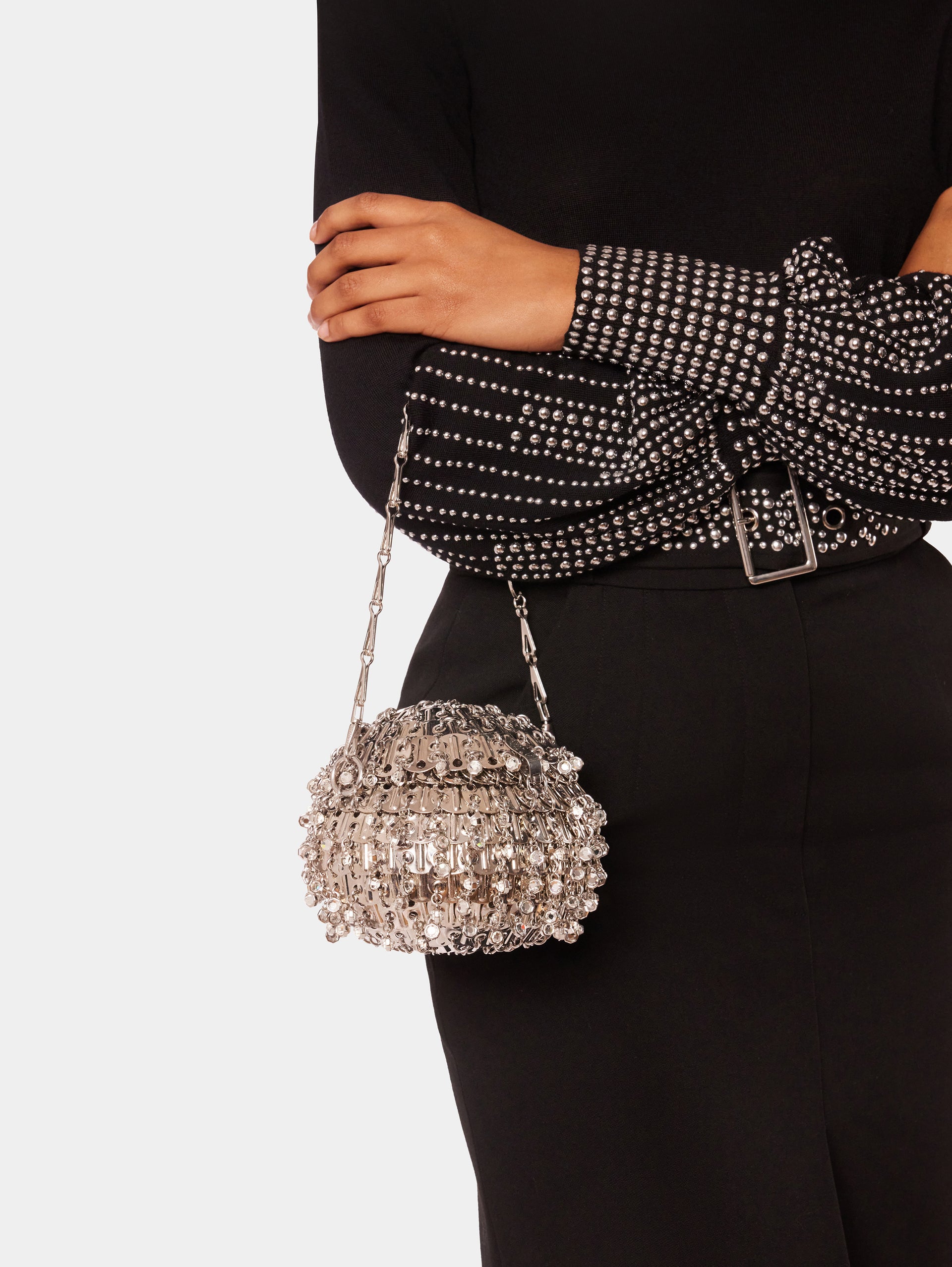 1969 Silver Sphere Bag with Crystals