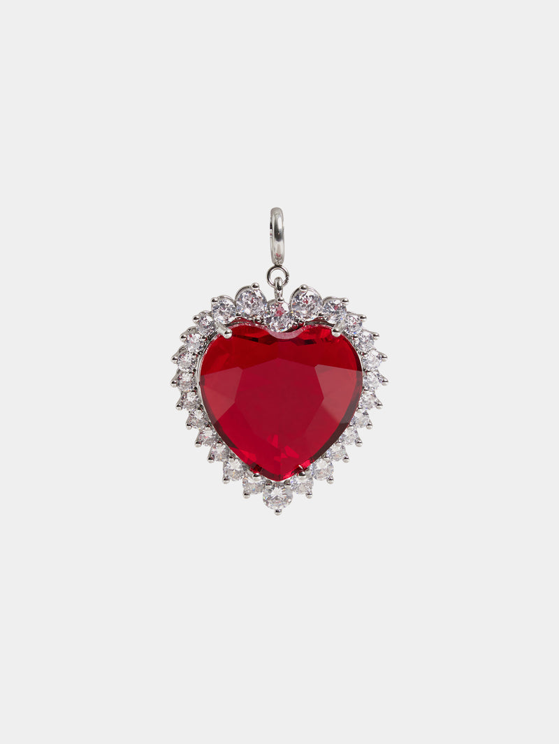 HEART SHAPED CHARM WITH RUBY RED CRYSTAL