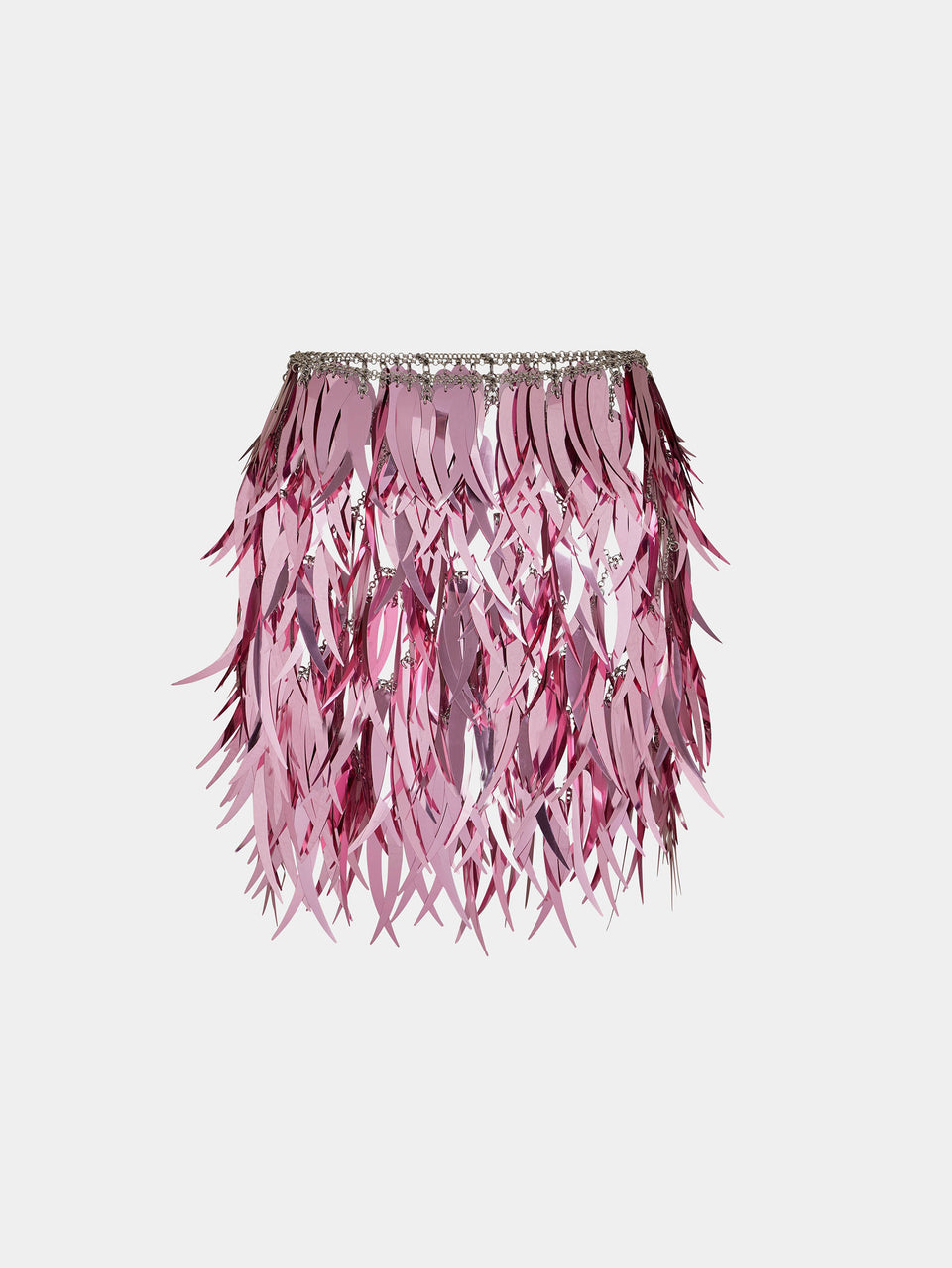 Pink skirt in metallic feathers