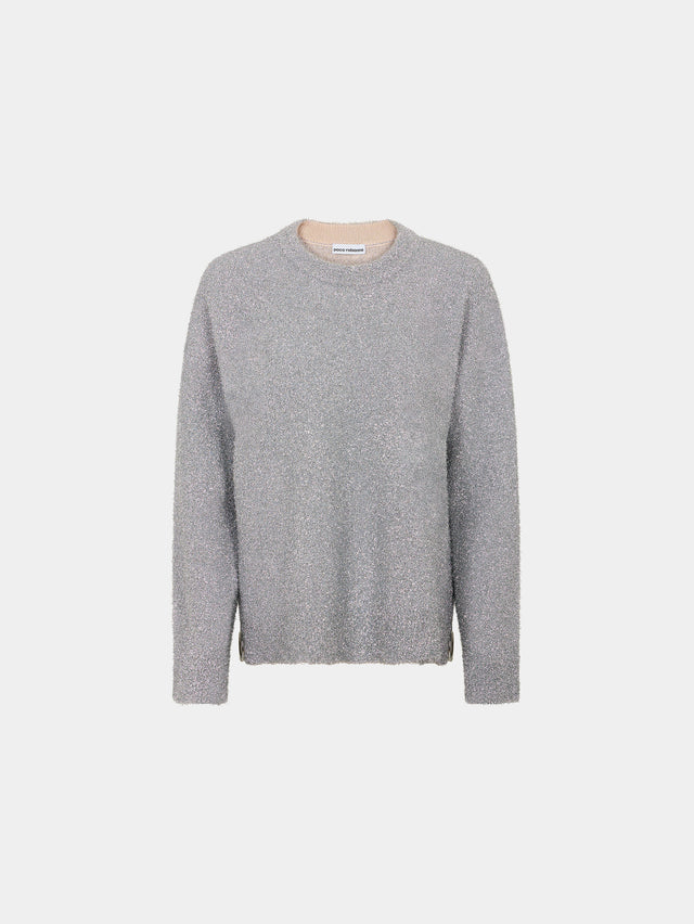 Sweater with silver metalized effect
