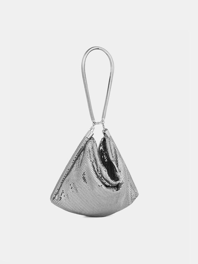 Silver soft metallic pocket bag