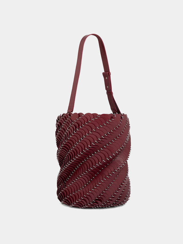 Merlot and Silver Large Paco bucket bag in leather