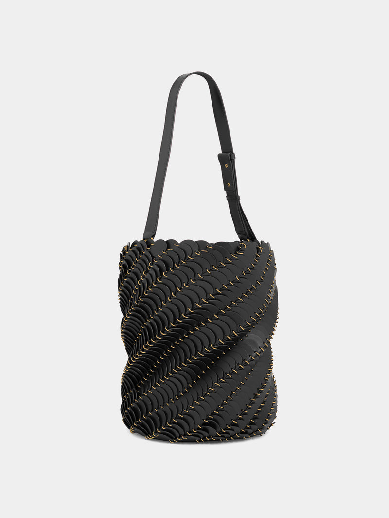 Large Black bucket Paco bag in leather