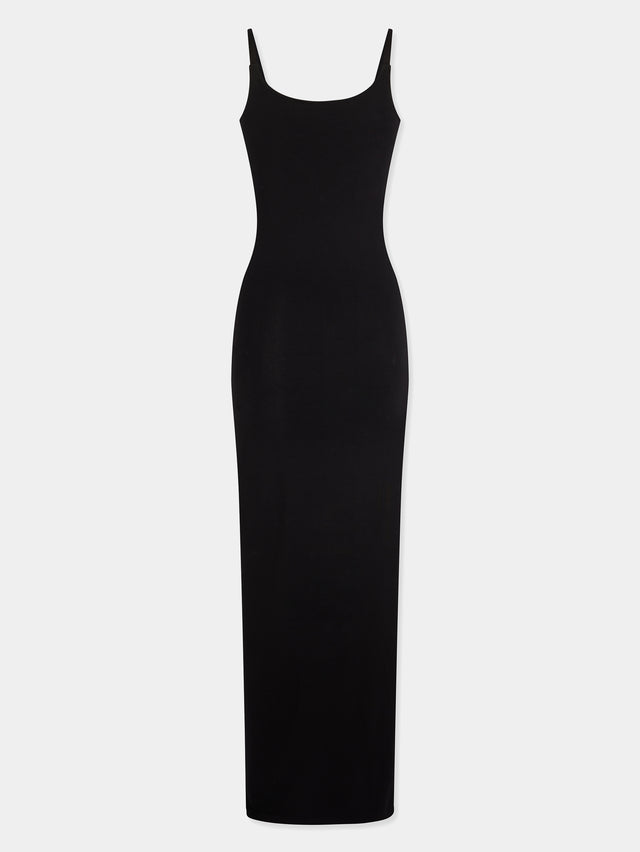 black drapé pression sleevless dress