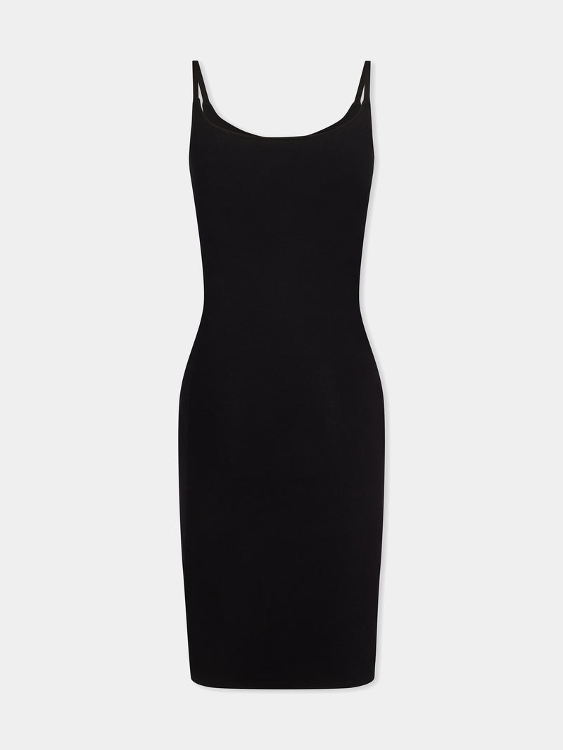 Black drapé pression short dress