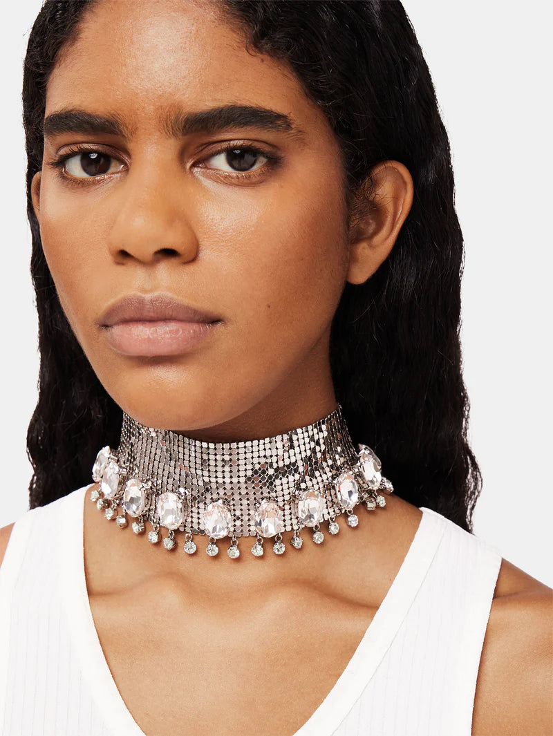 Choker in mesh crowned with crystals