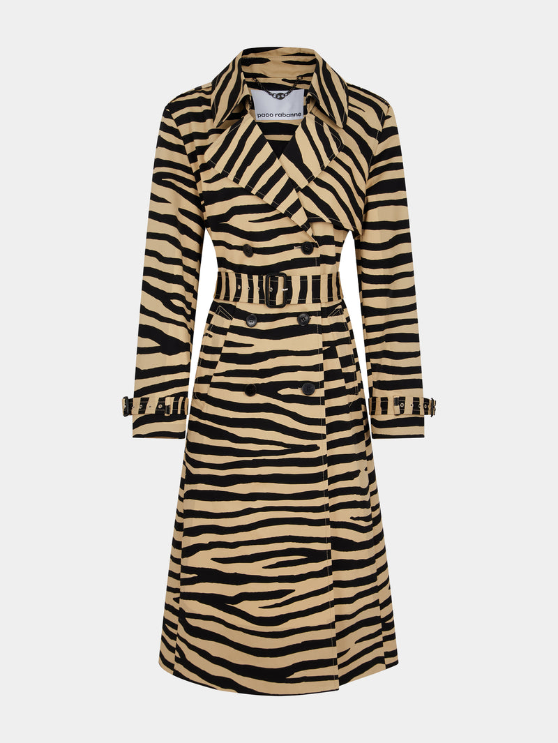 Tiger printed trench coat
