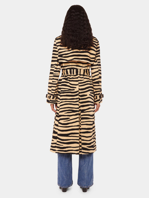 Tiger printed trench coat