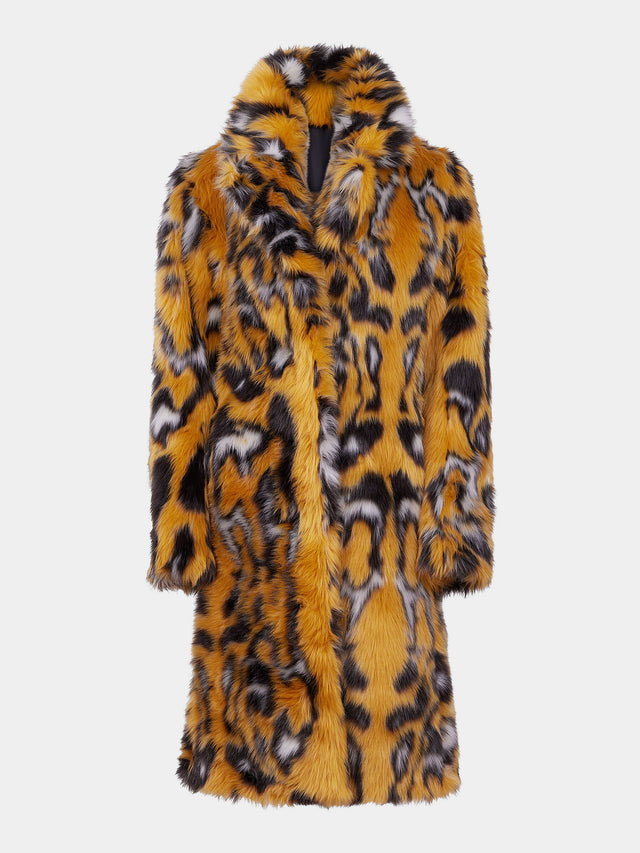 Manteau fausse fourrure à imprimé léopard
