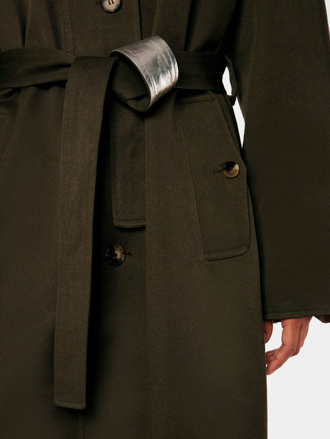 Manteau long à détails métallisé