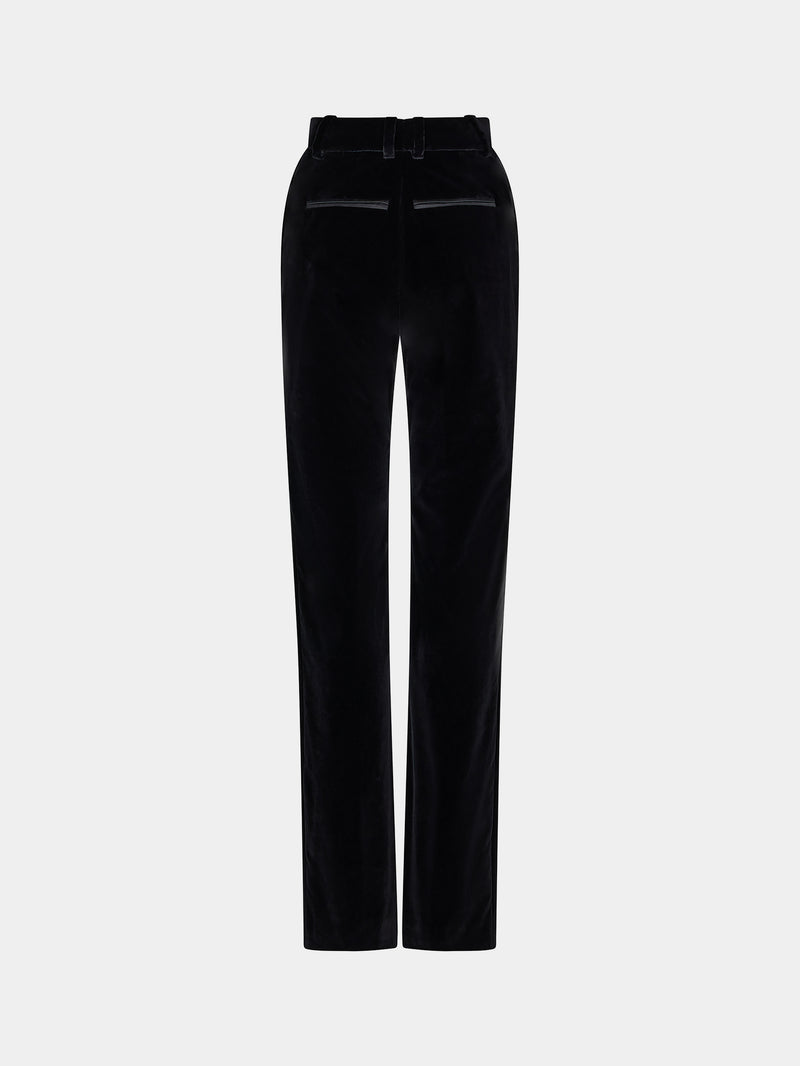 Velvet pants with crystal detail