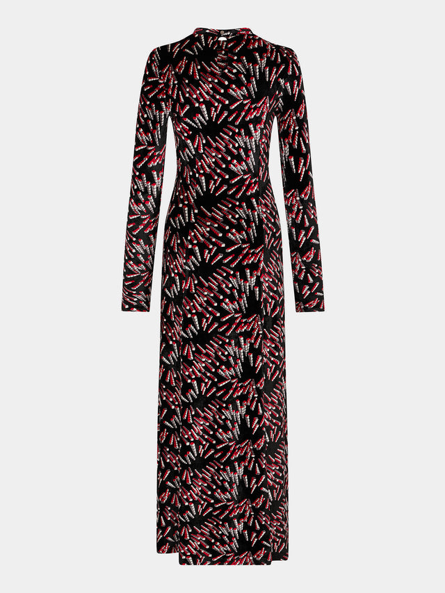 Printed long dress in jersey