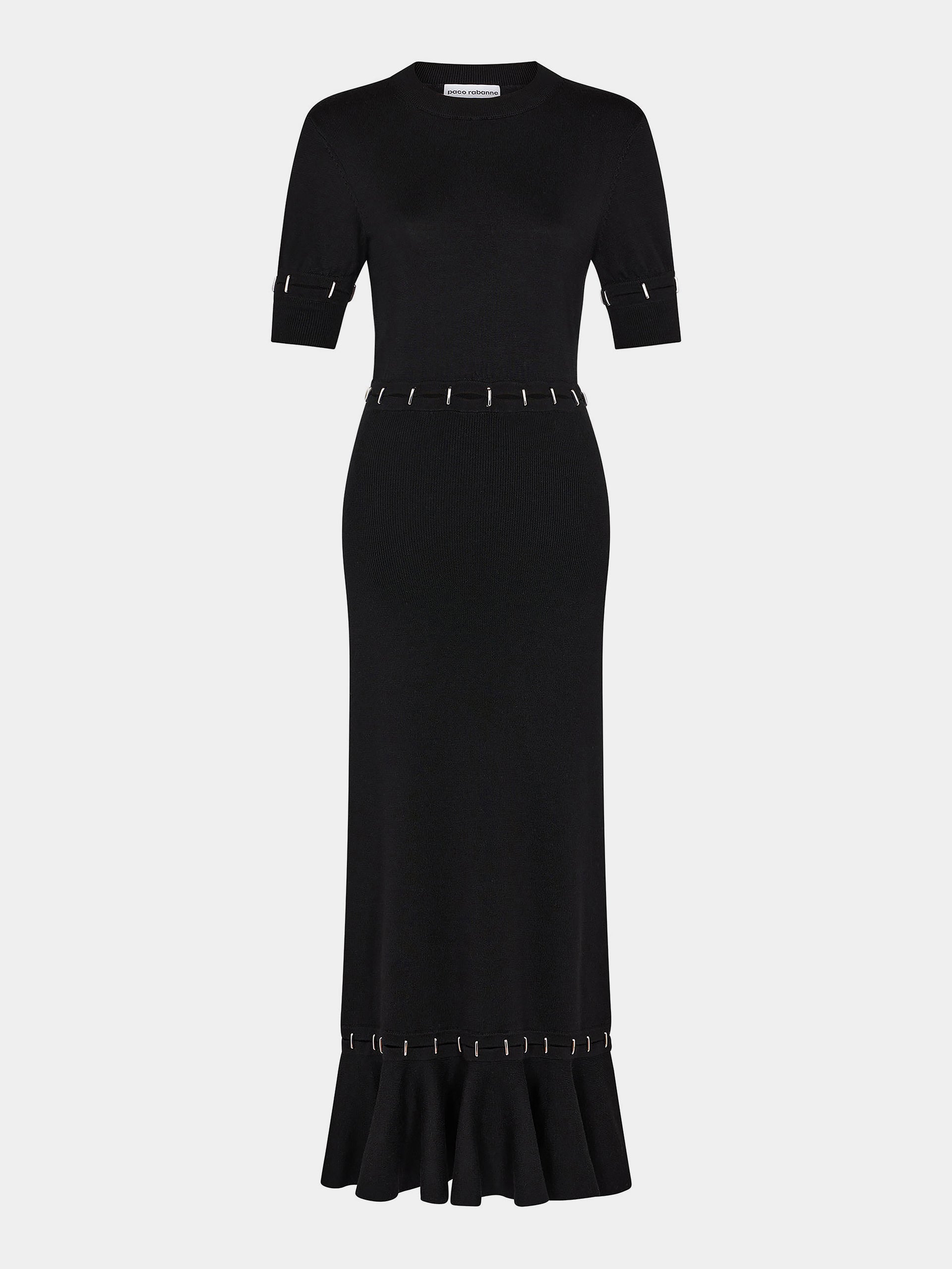 Long black dress with metallic details