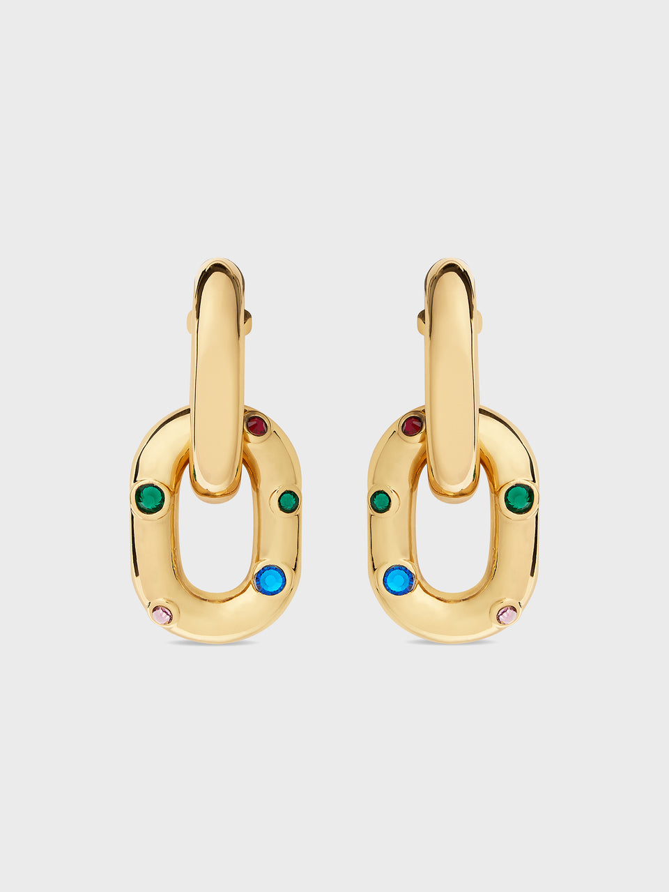 Gold-colored XL LINK DOUBLE HOOPs EARRINGS