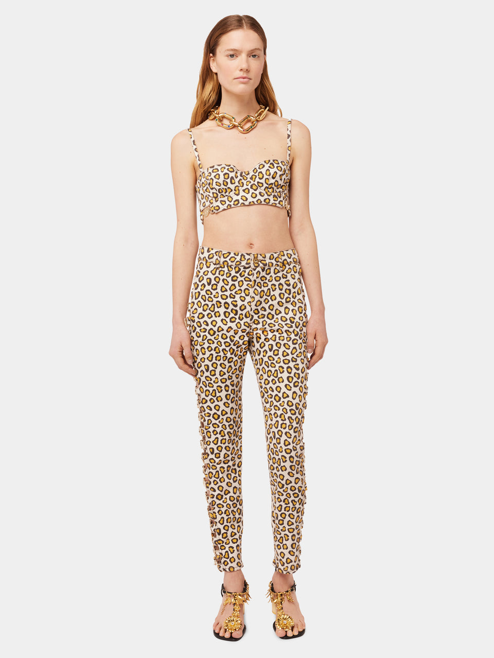 LEOPARD PRINTED FITTED PANTS