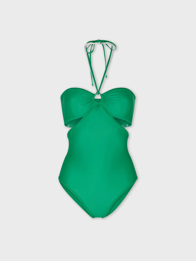 EMERALD SWIMSUIT WITH JERSEY DRAWSTRING