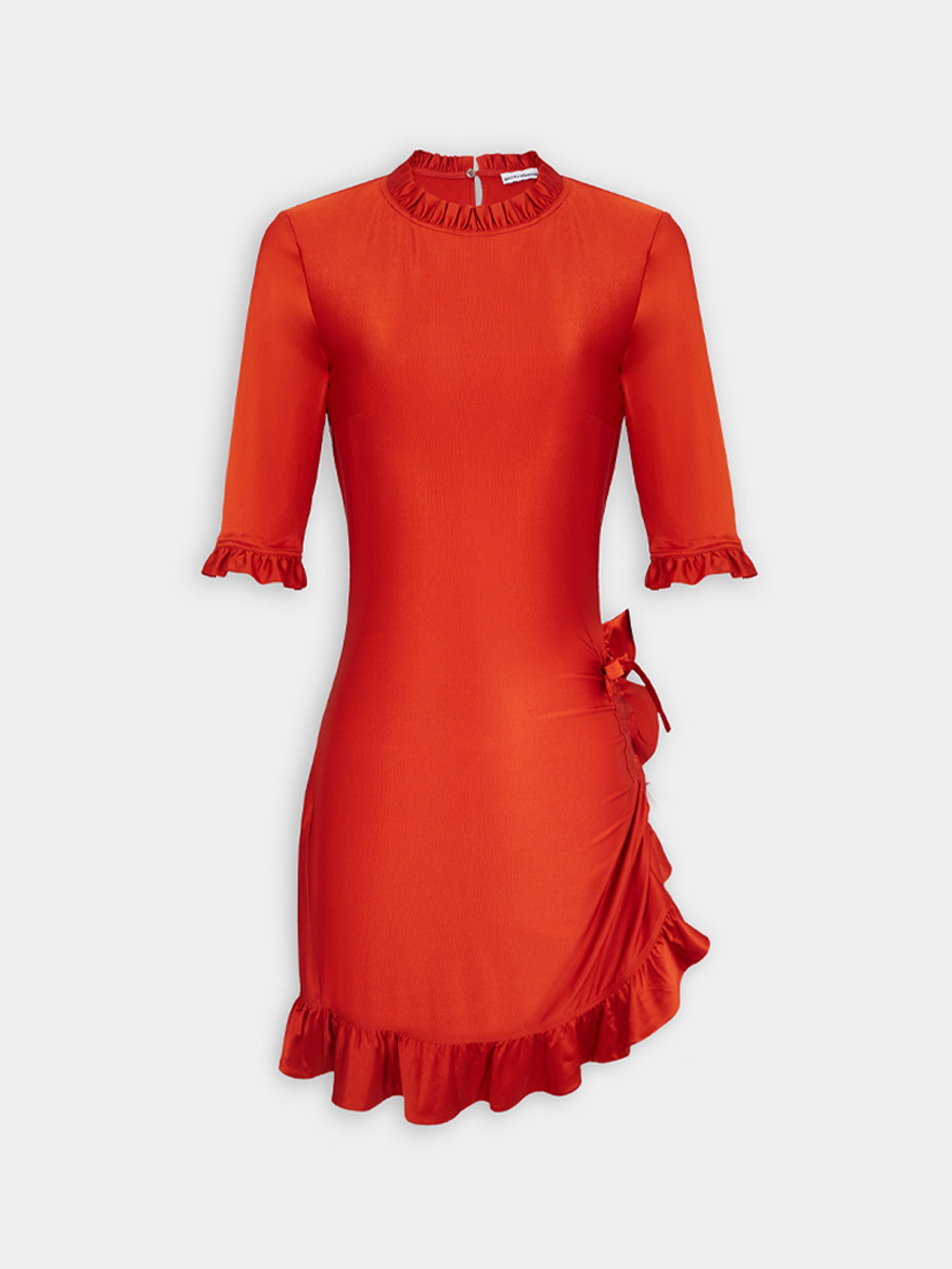 RED SHORT FLAMENCO DRESS IN JERSEY