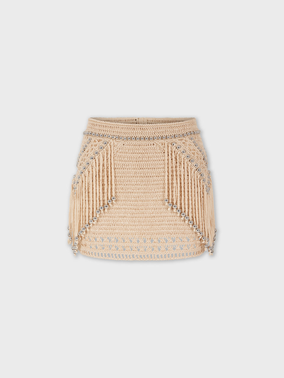 MINI CROCHET SKIRT WITH PEARLS DETAILS AND FRINGES
