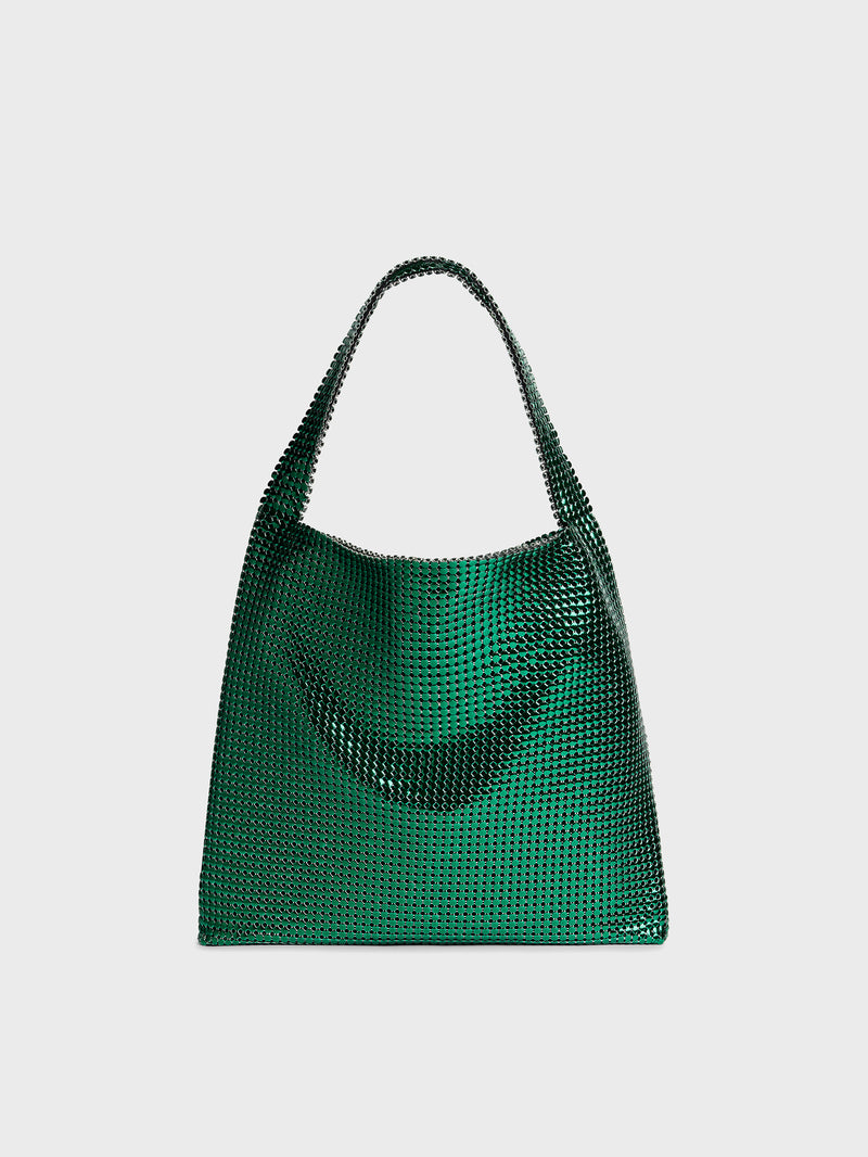 Emerald pixel Metallic tote bag