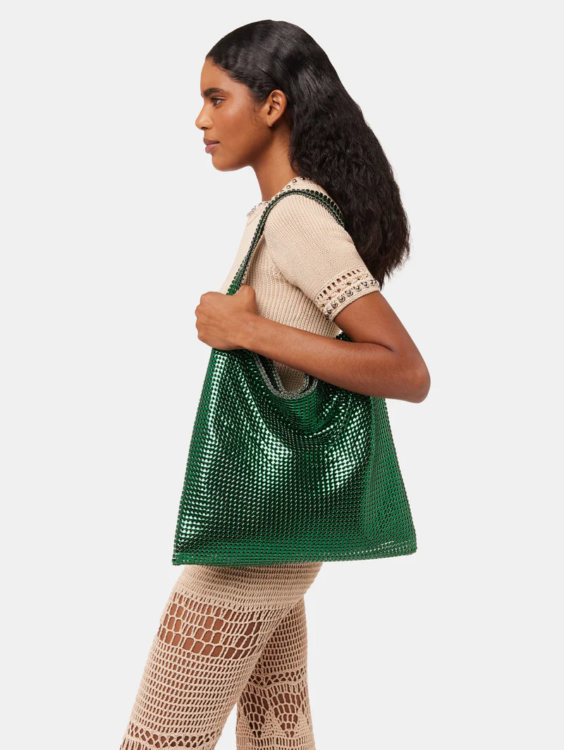 Emerald pixel Metallic tote bag