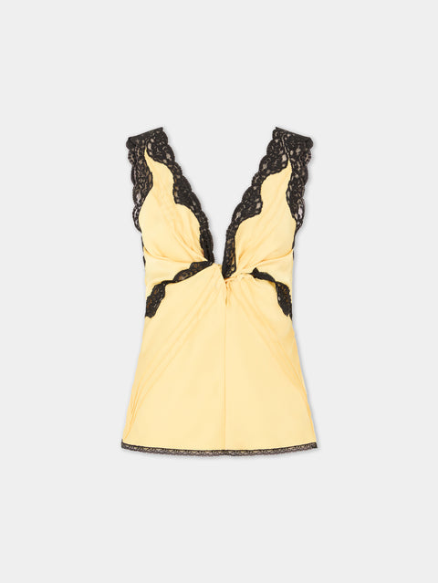Yellow tank top WITH LACE DETAILS