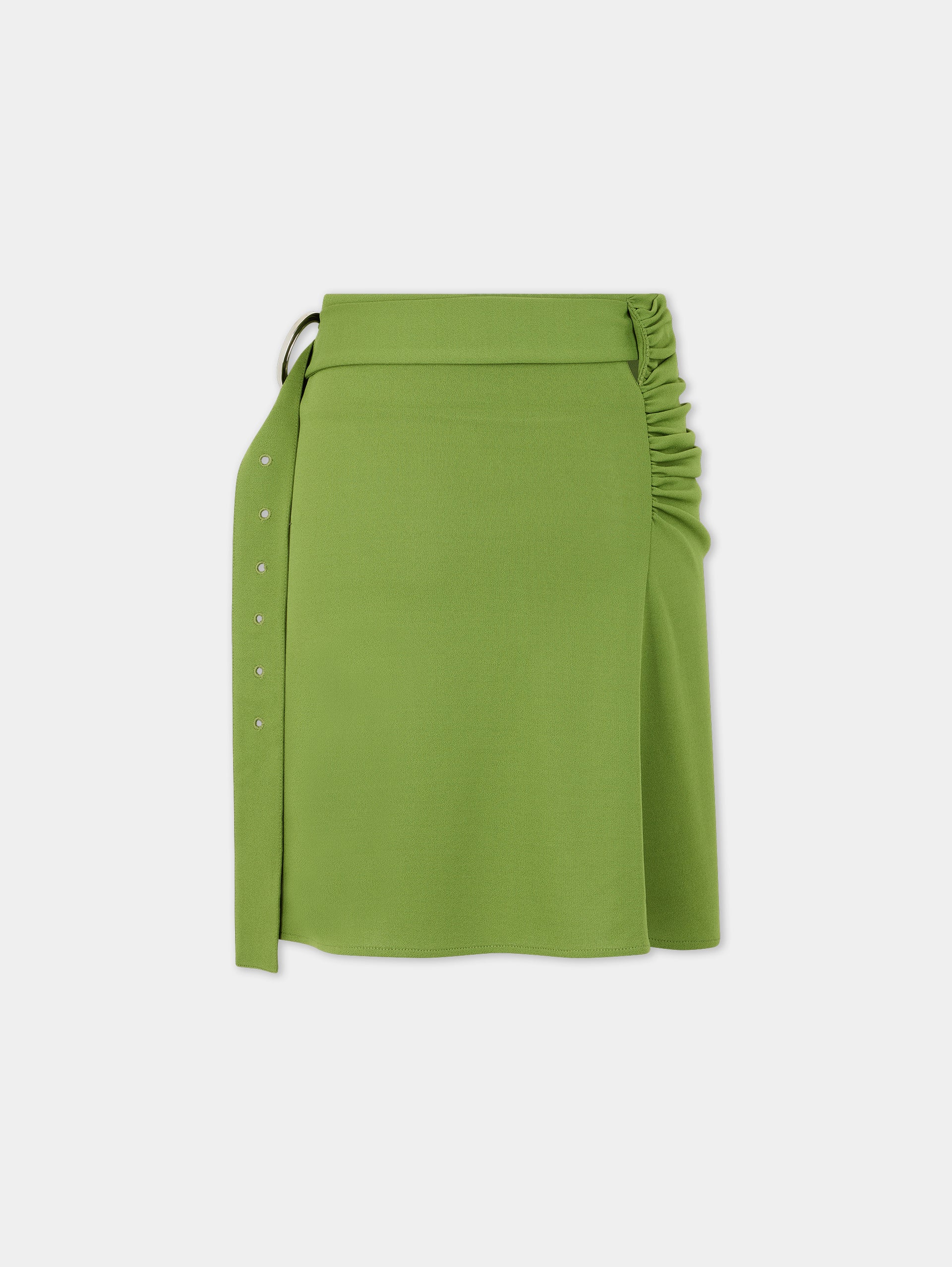 Green draped skirt with piercing detail