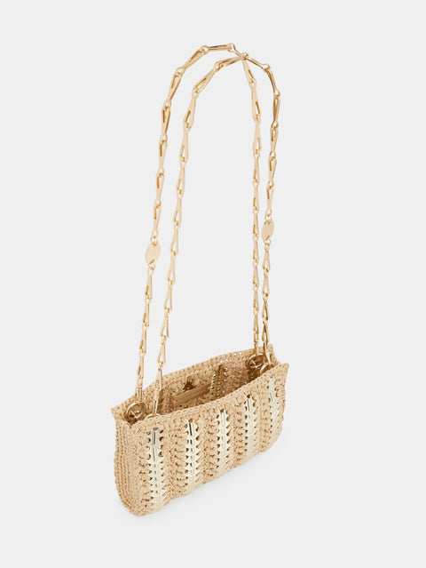 iconic nano 1969 BAG IN RAFFIA EMBELLISHED WITH GOLD DISCS