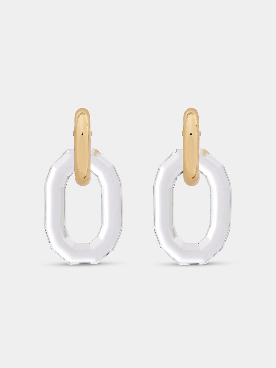 Gold and transparent XL link earrings