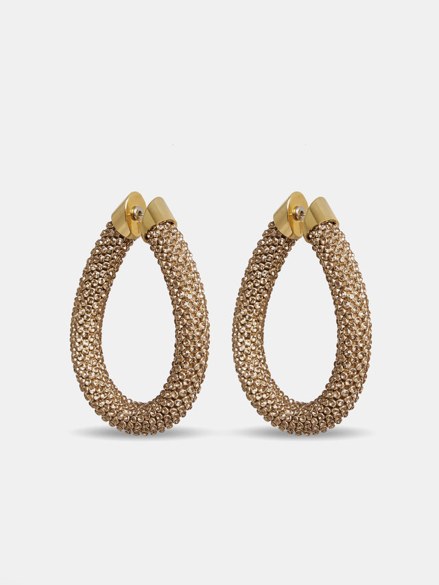 Gold Pixel tube earrings