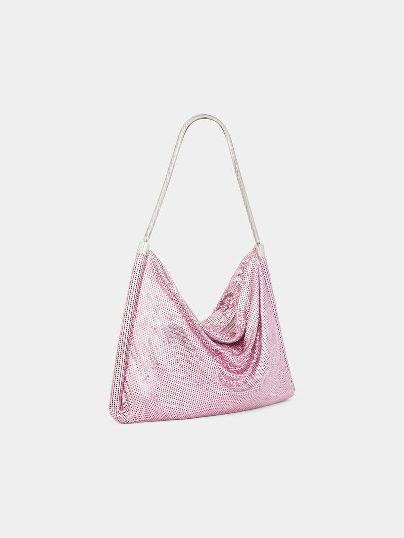 Pink chainmail shoulder bag