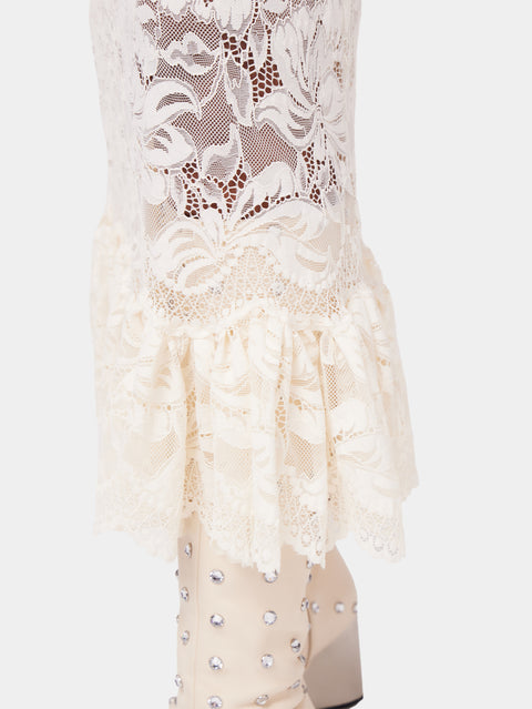 Maxi stretch lace ivory skirt