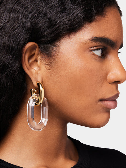 Gold and transparent XL link earrings