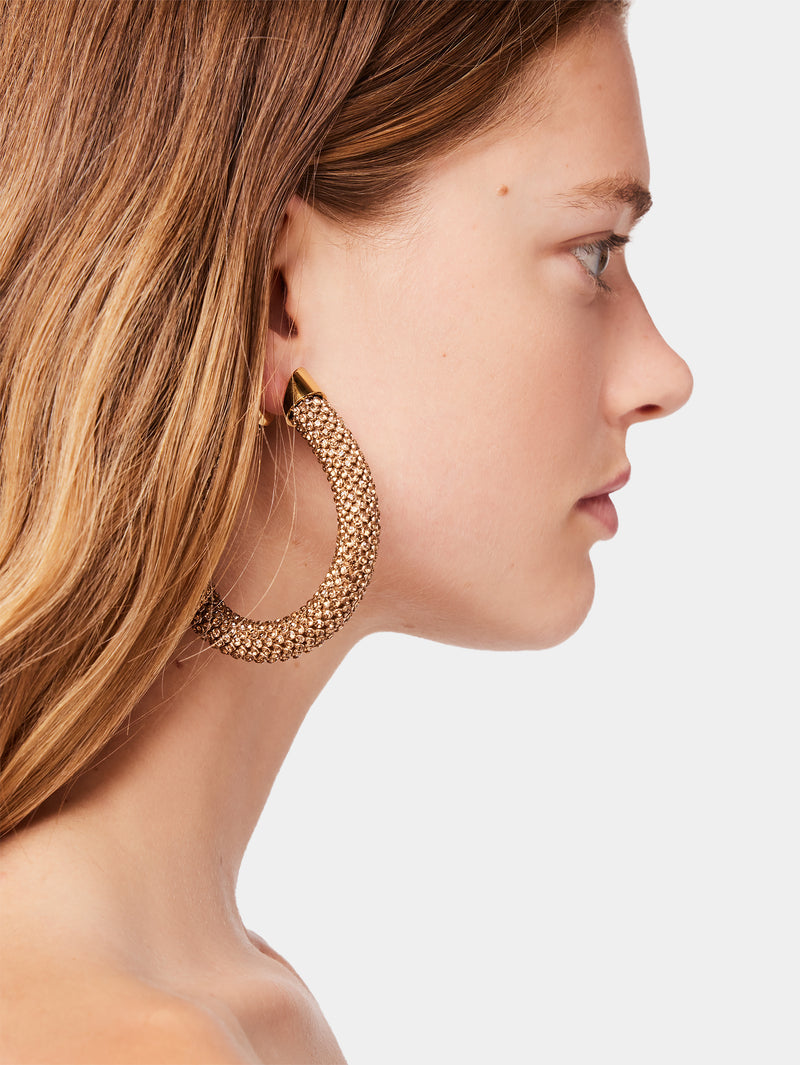 Gold Pixel tube earrings