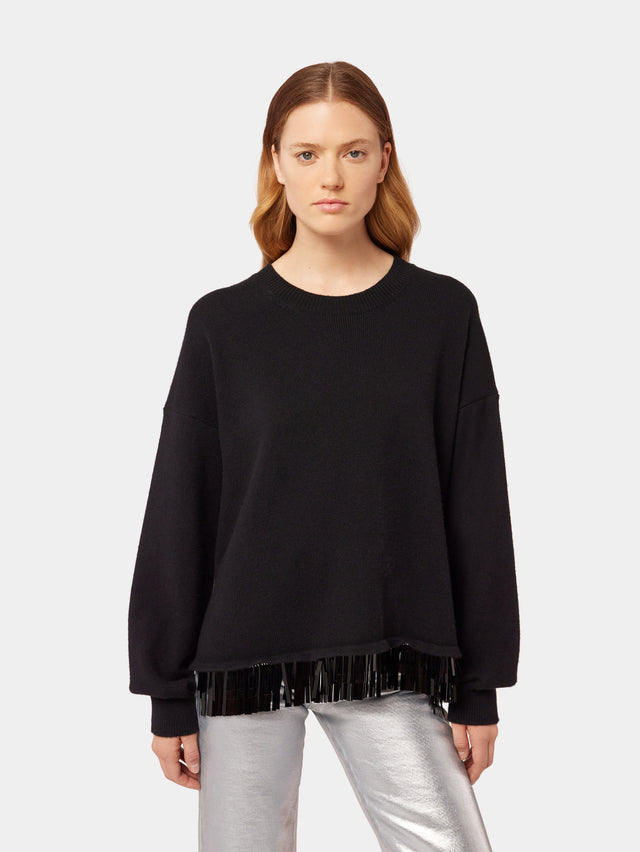 Black wool and cashmere sweater