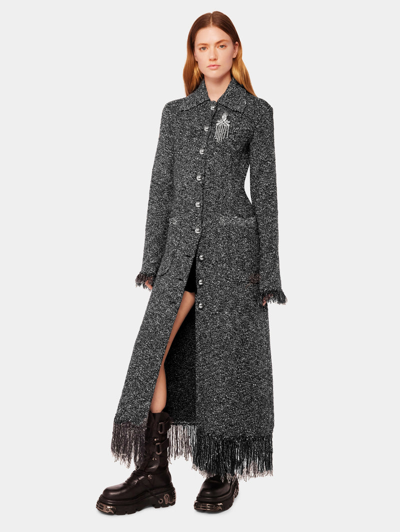 Long fitted coat in grey wool