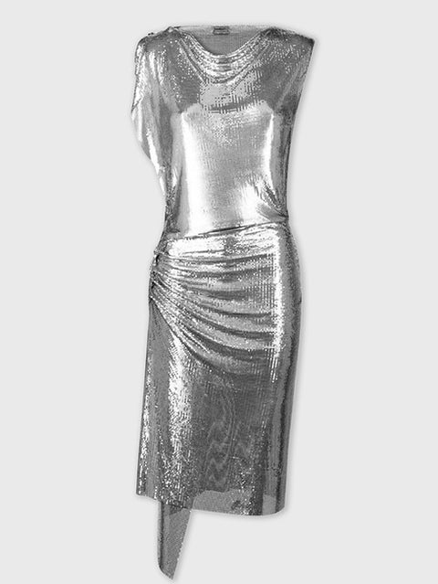 Silver mesh draped dress