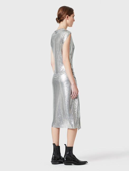 Silver mesh draped dress
