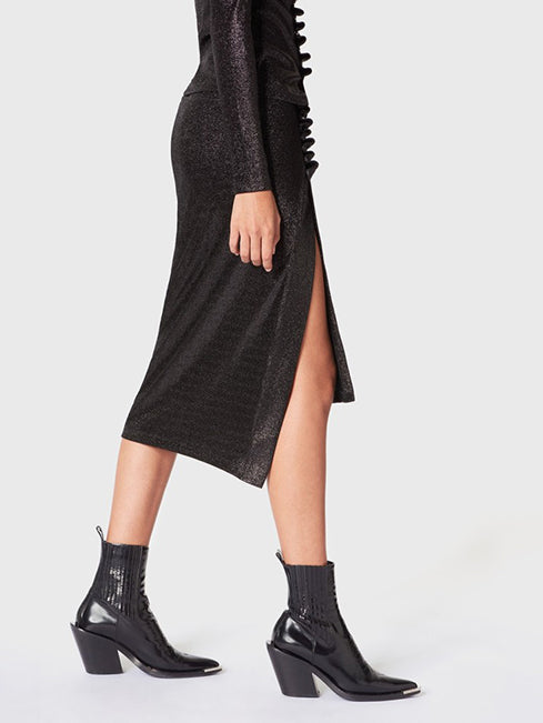 Black lurex draped skirt
